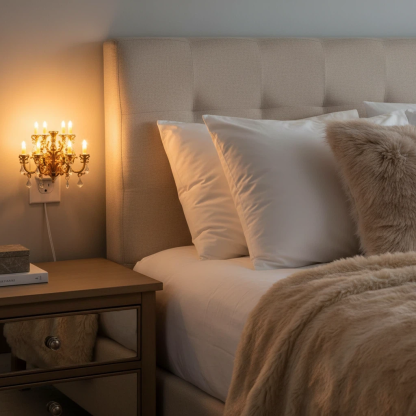 Vintage Crystal Chandelier Plug-in Night Light with Dusk-to-Dawn Light Sensor