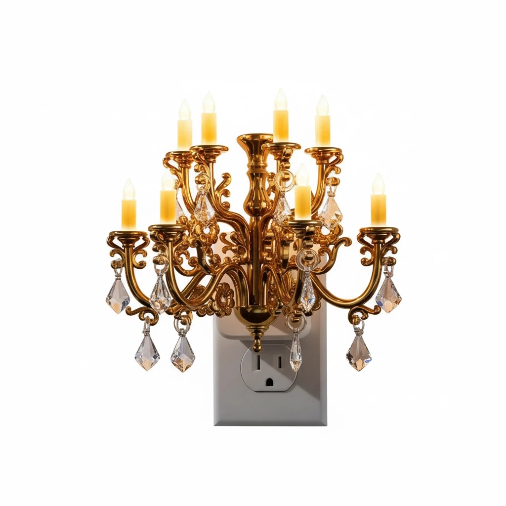 Vintage Crystal Chandelier Plug-in Night Light with Dusk-to-Dawn Light Sensor
