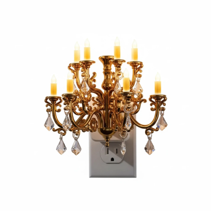Vintage Crystal Chandelier Plug-in Night Light with Dusk-to-Dawn Light Sensor