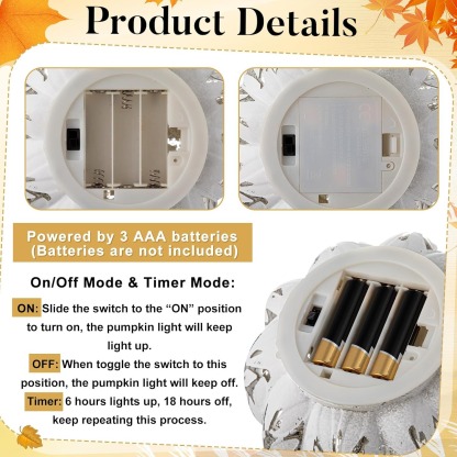 Mercury Glass Light up Pumpkin Decor with Timer