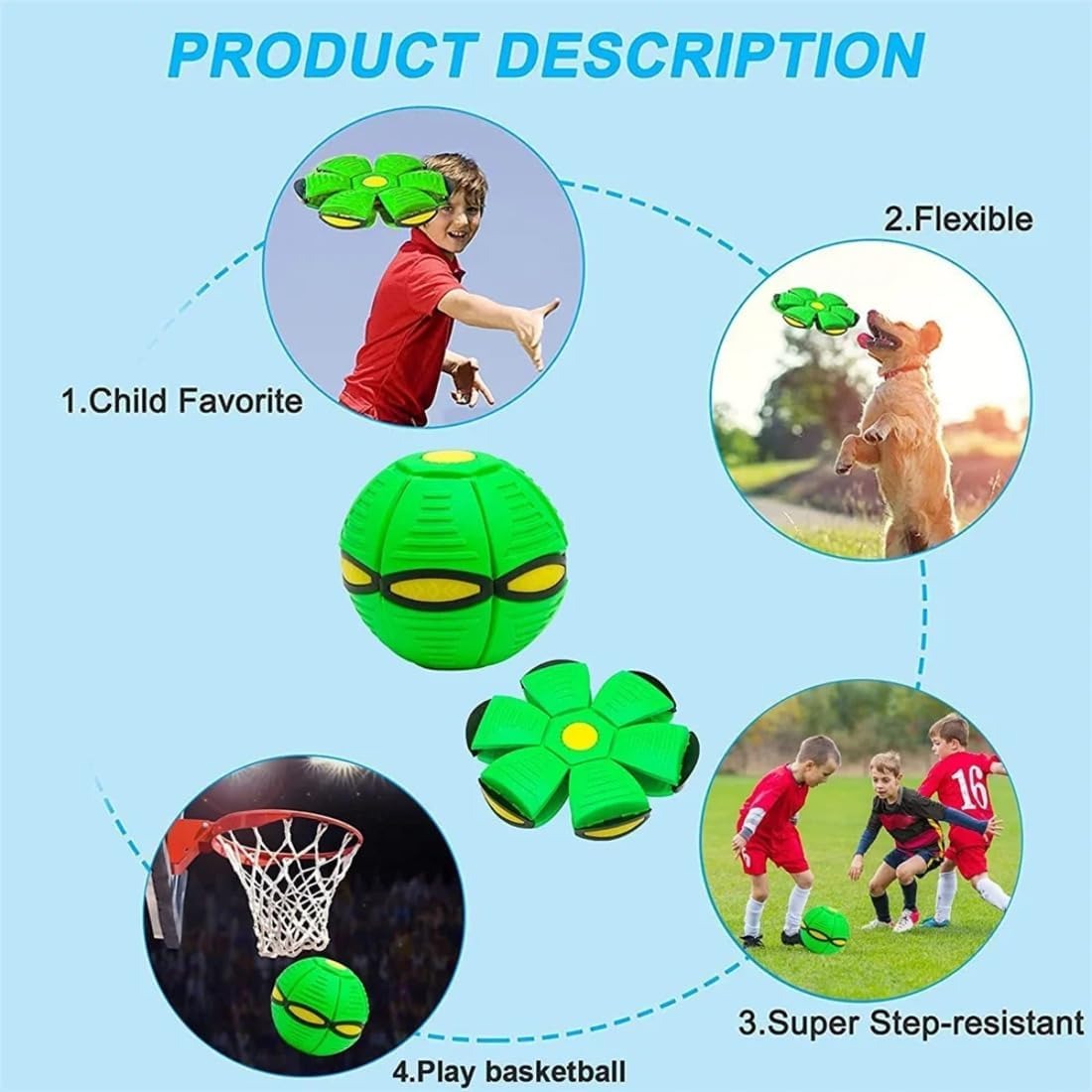 Childrens Bouncing Metaball Toy with LED Lights