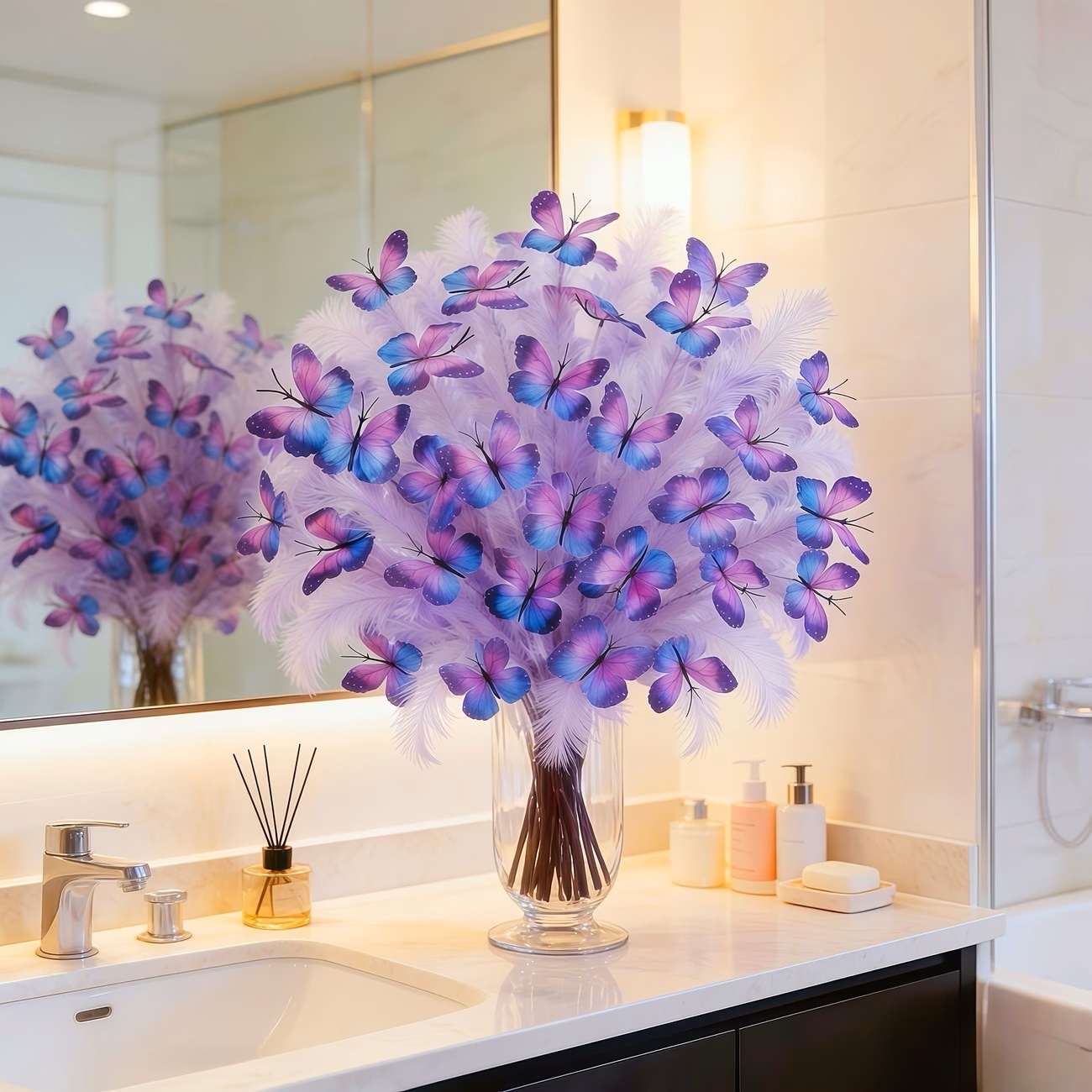 Beautiful Butterfly Reed Fur Artificial Flowers