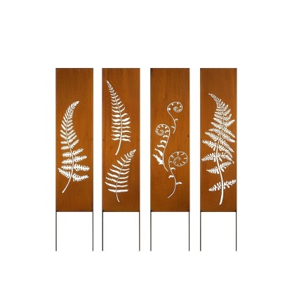 Hand-Welded Rustic Elegant Iron Fern Panel Privacy Screen