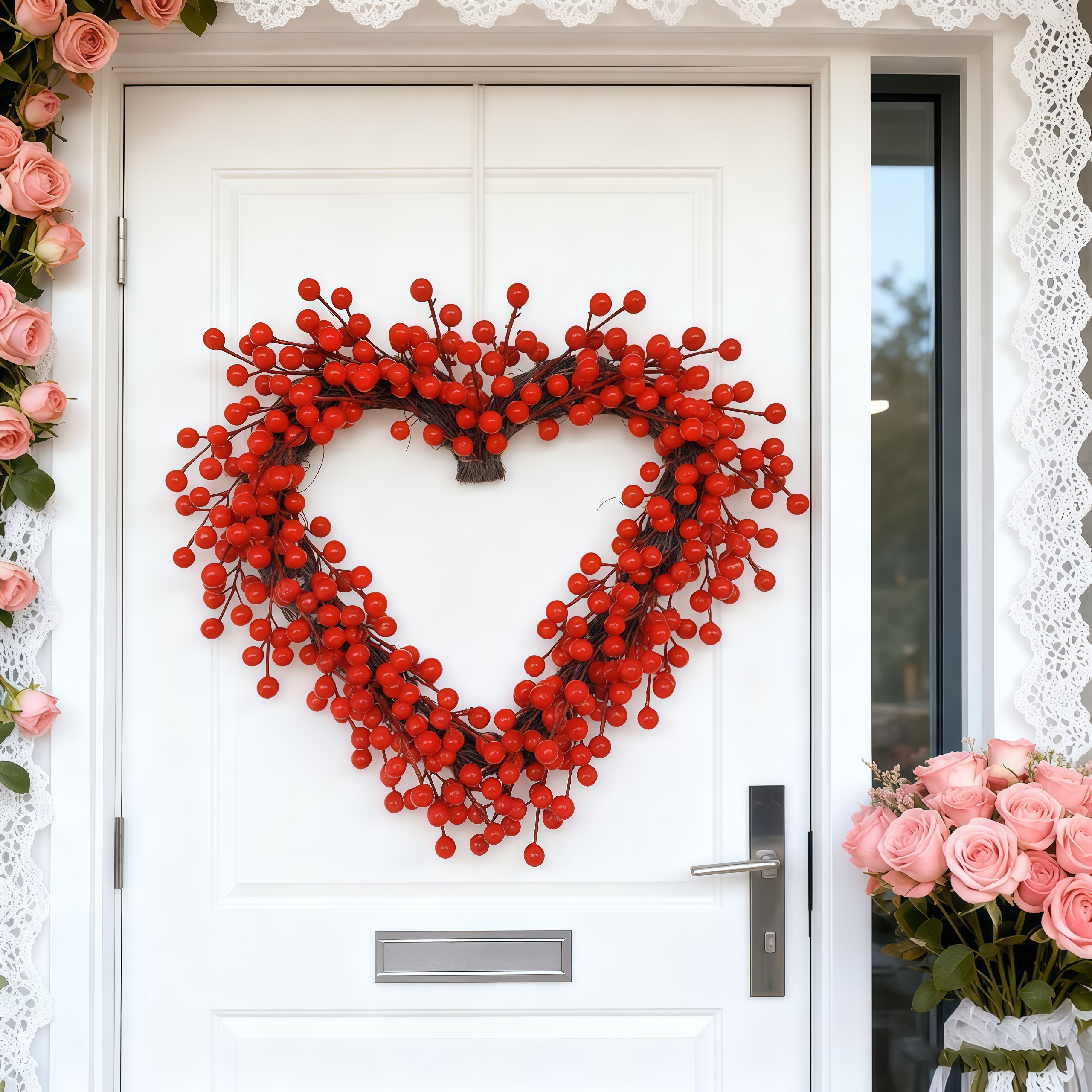 Red Berries Heart-Shaped Wreath