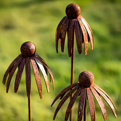 Rustic Brown Iron Garden Stakes