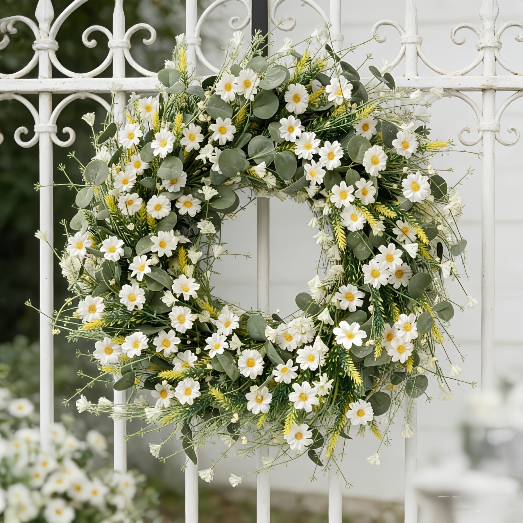 A White Daisy Decorative Wreath