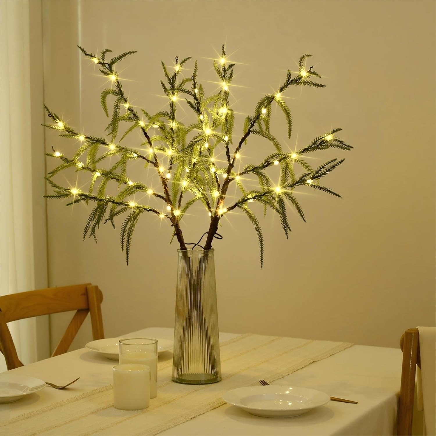 🔥CHRISTMAS ON SALE🔥32" Real Touch Norfolk Pre-lit Pine Branches Christmas Green Plants