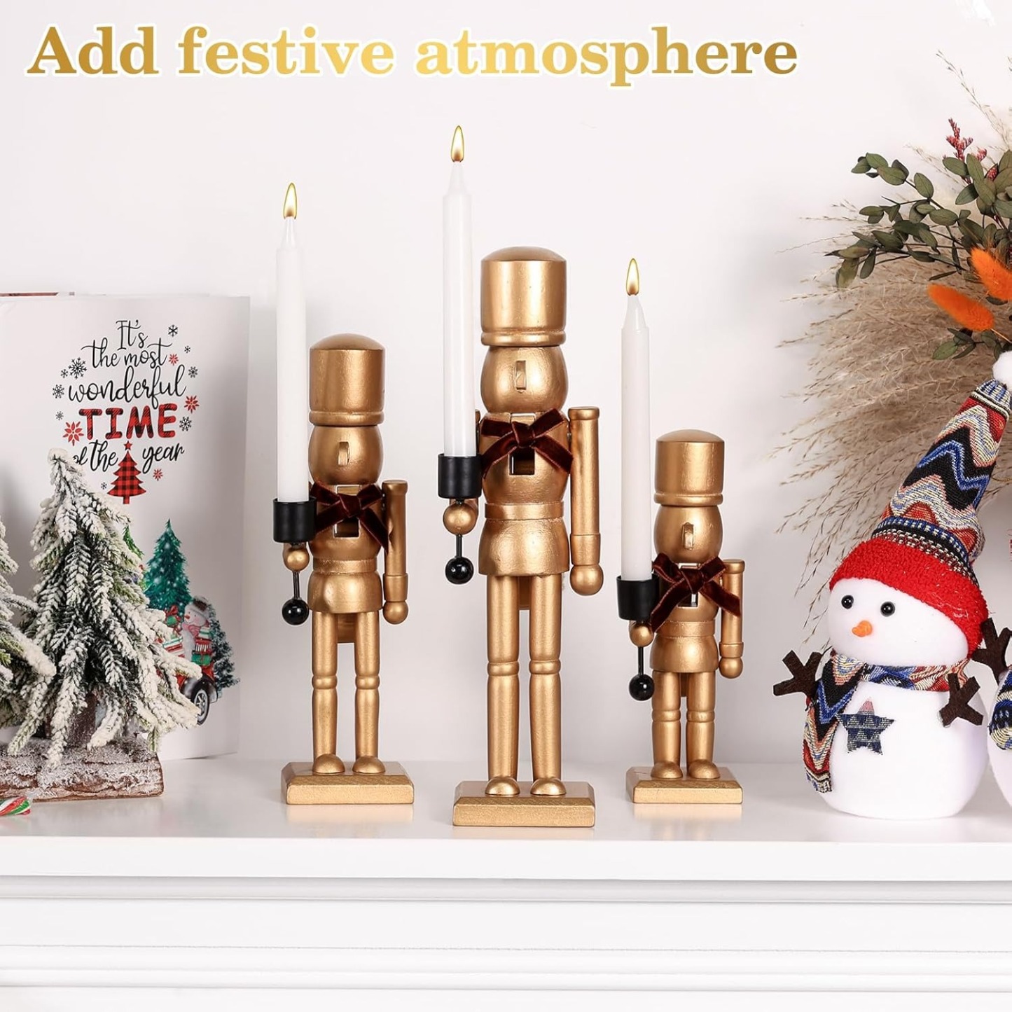 Nutcracker Christmas Decor Candle Holders