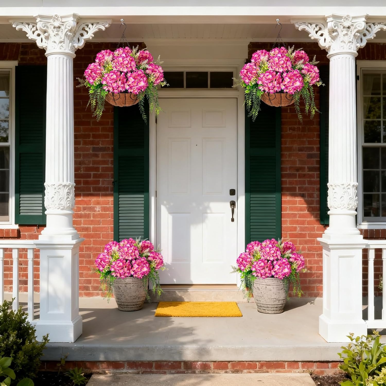 Hanging Fake Silk Hydrangea Flowers with Basket