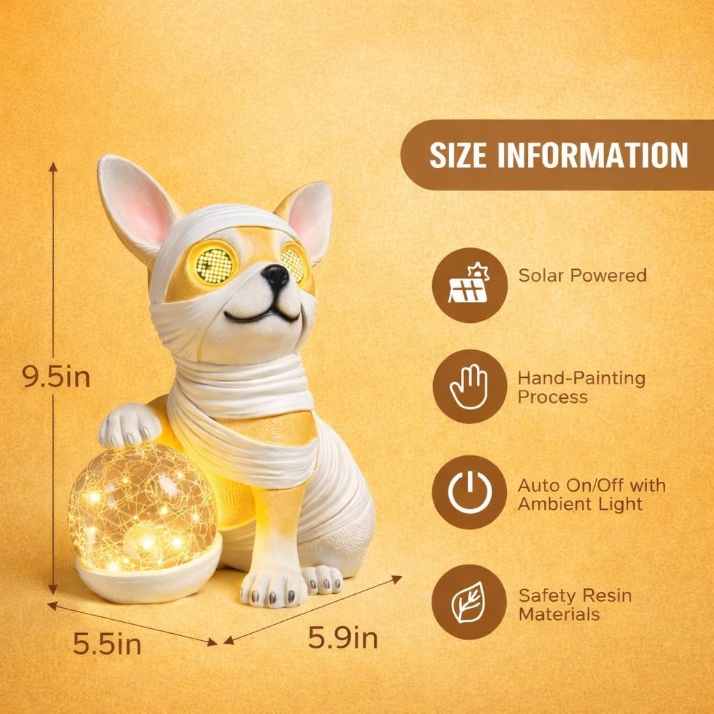 Solar Dog Statue with LED Light Ball