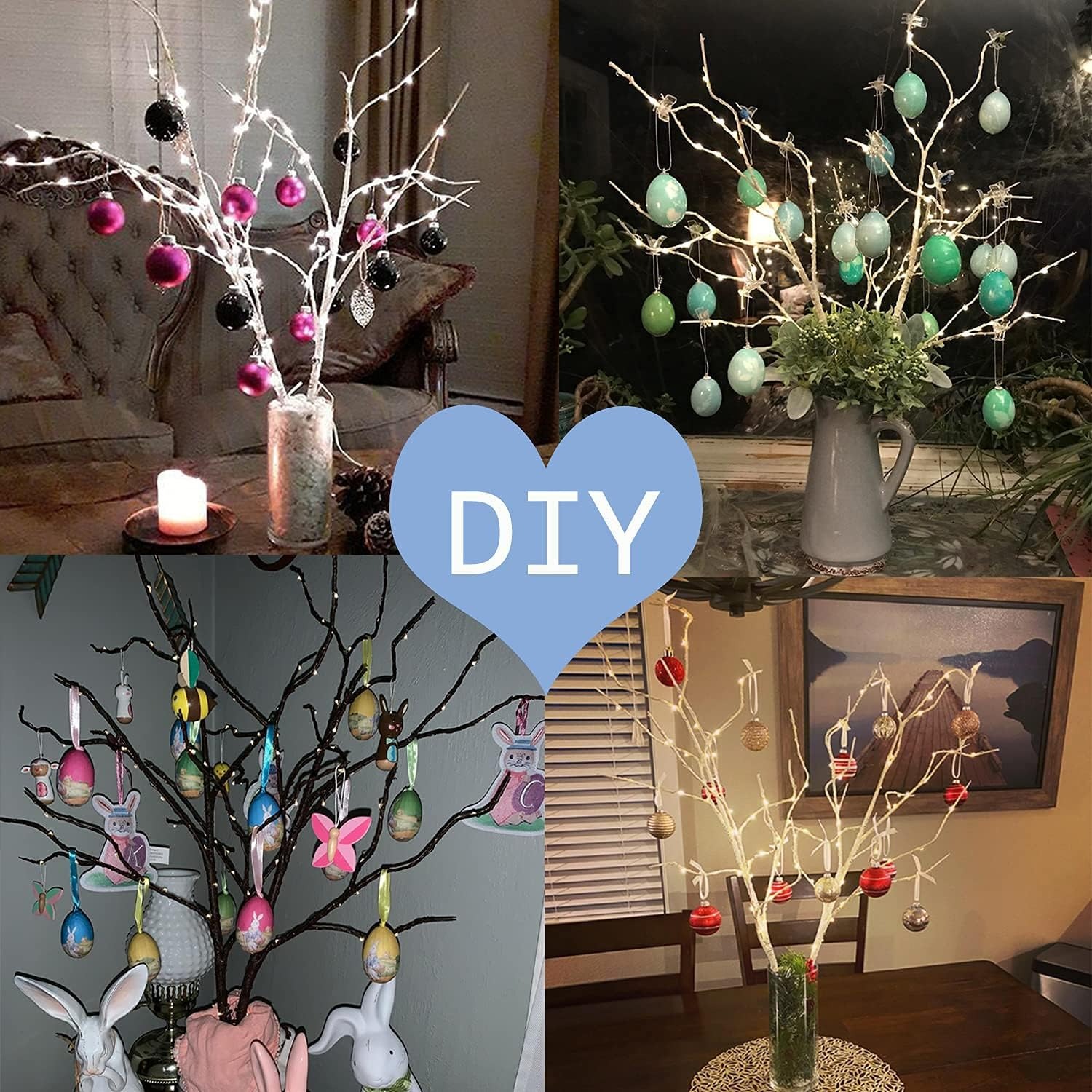 Lighted Brown Branches with Timer 32 in 100 LED for Christmas Holiday Party Decor