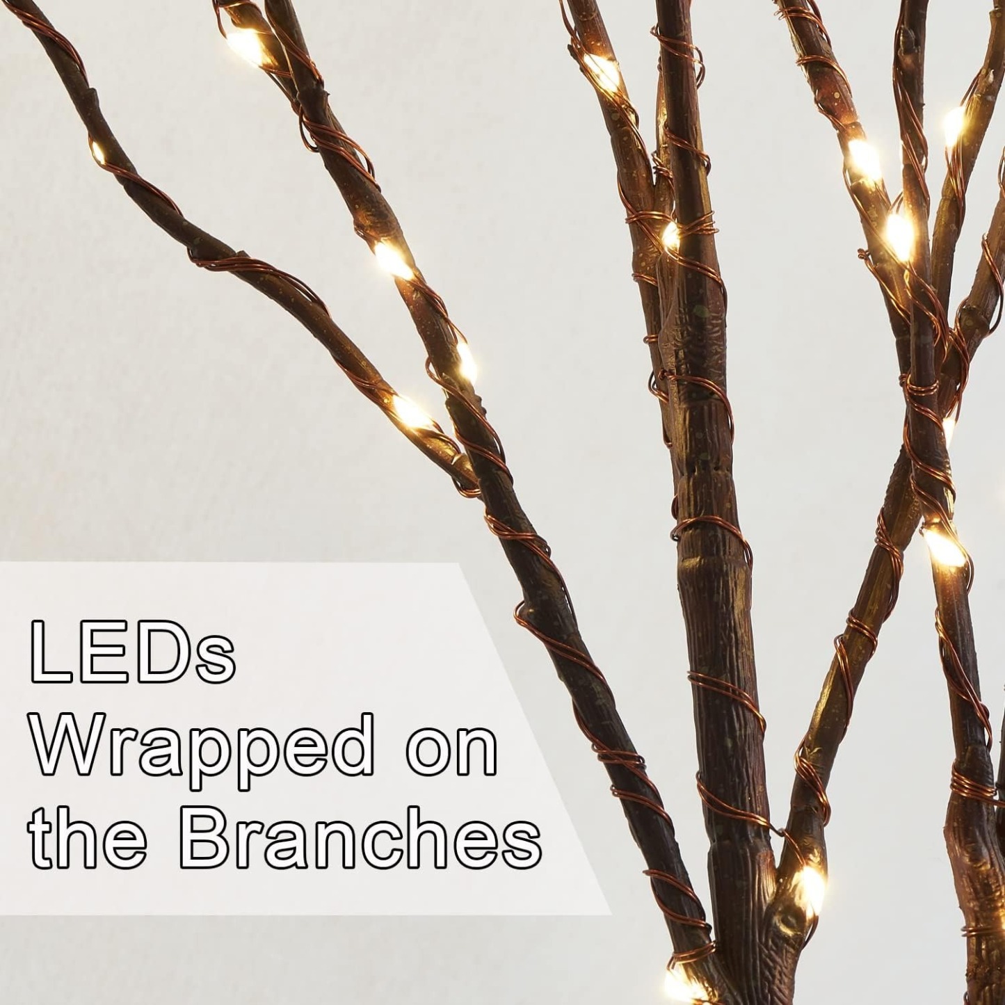 Lighted Brown Branches with Timer 32 in 100 LED for Christmas Holiday Party Decor