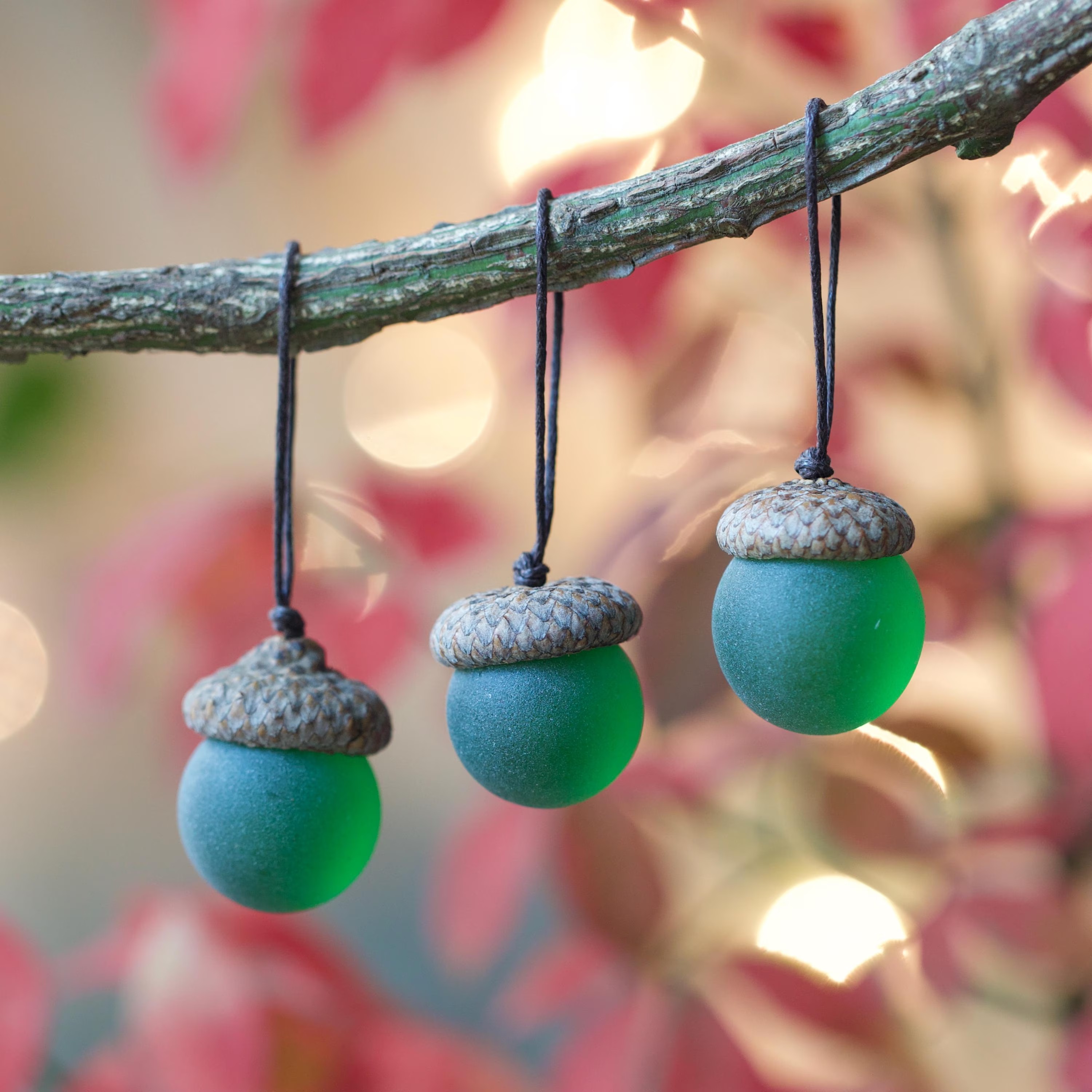 Handmade Sea Glass Acorns with Natural Caps