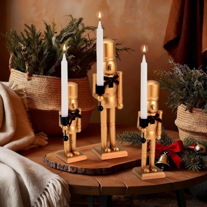 Nutcracker Christmas Decor Candle Holders