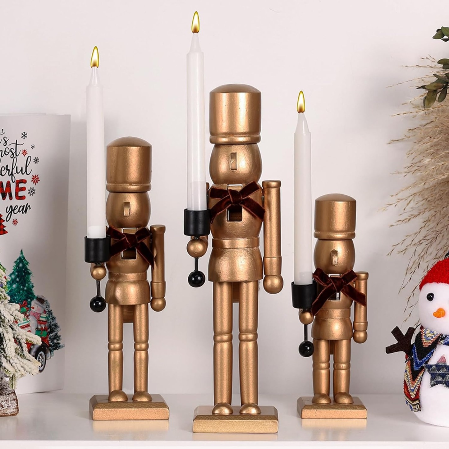 Nutcracker Christmas Decor Candle Holders