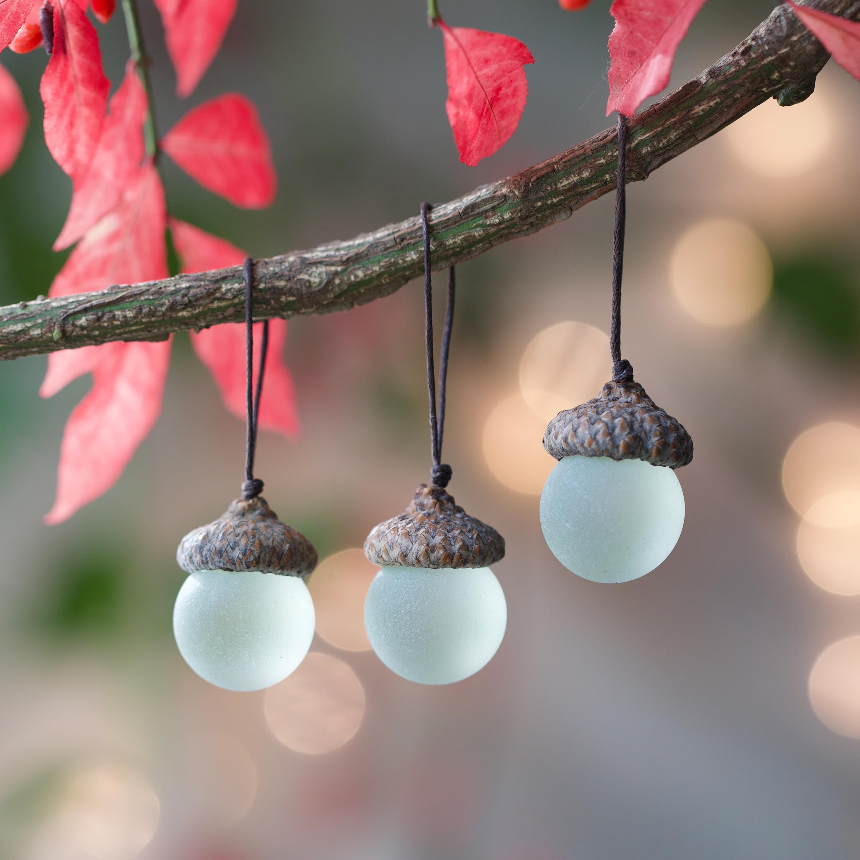 Handmade Sea Glass Acorns with Natural Caps