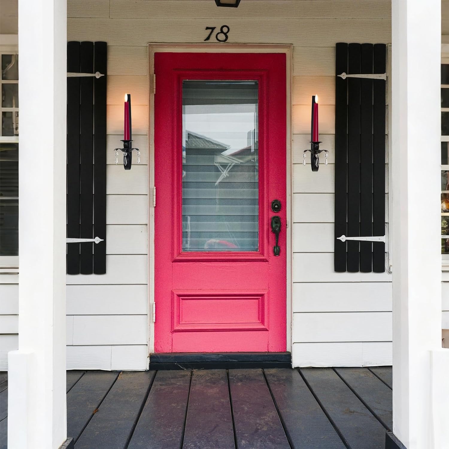 Black Metal Wall Candle Sconces with Crystal Pendant