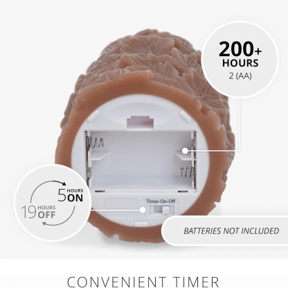 Embossed Leaves Flameless Pillar Caramel Café Moving Flame LED Candle