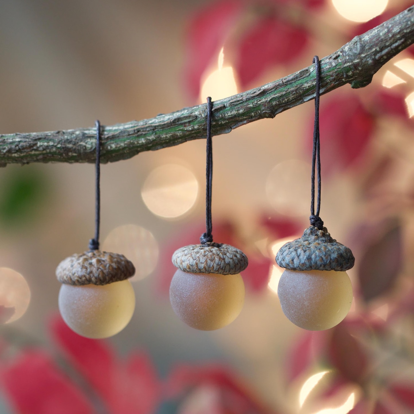 Handmade Sea Glass Acorns with Natural Caps