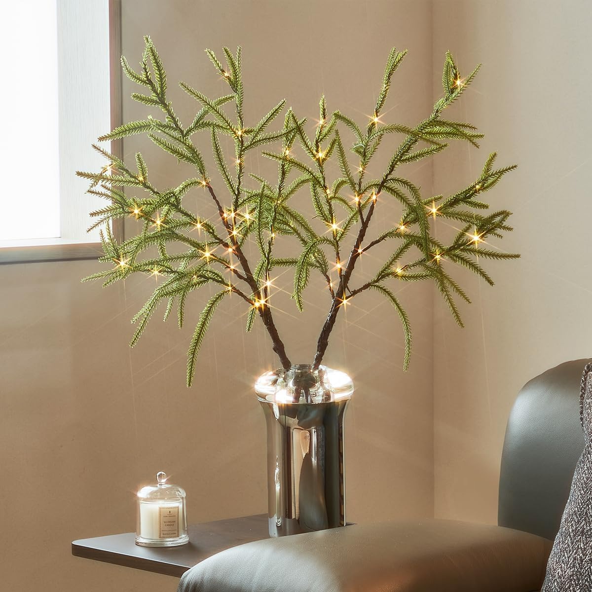 🔥CHRISTMAS ON SALE🔥32" Real Touch Norfolk Pre-lit Pine Branches Christmas Green Plants