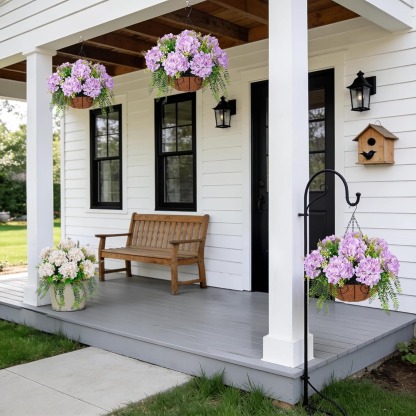 Hanging Fake Silk Hydrangea Flowers with Basket