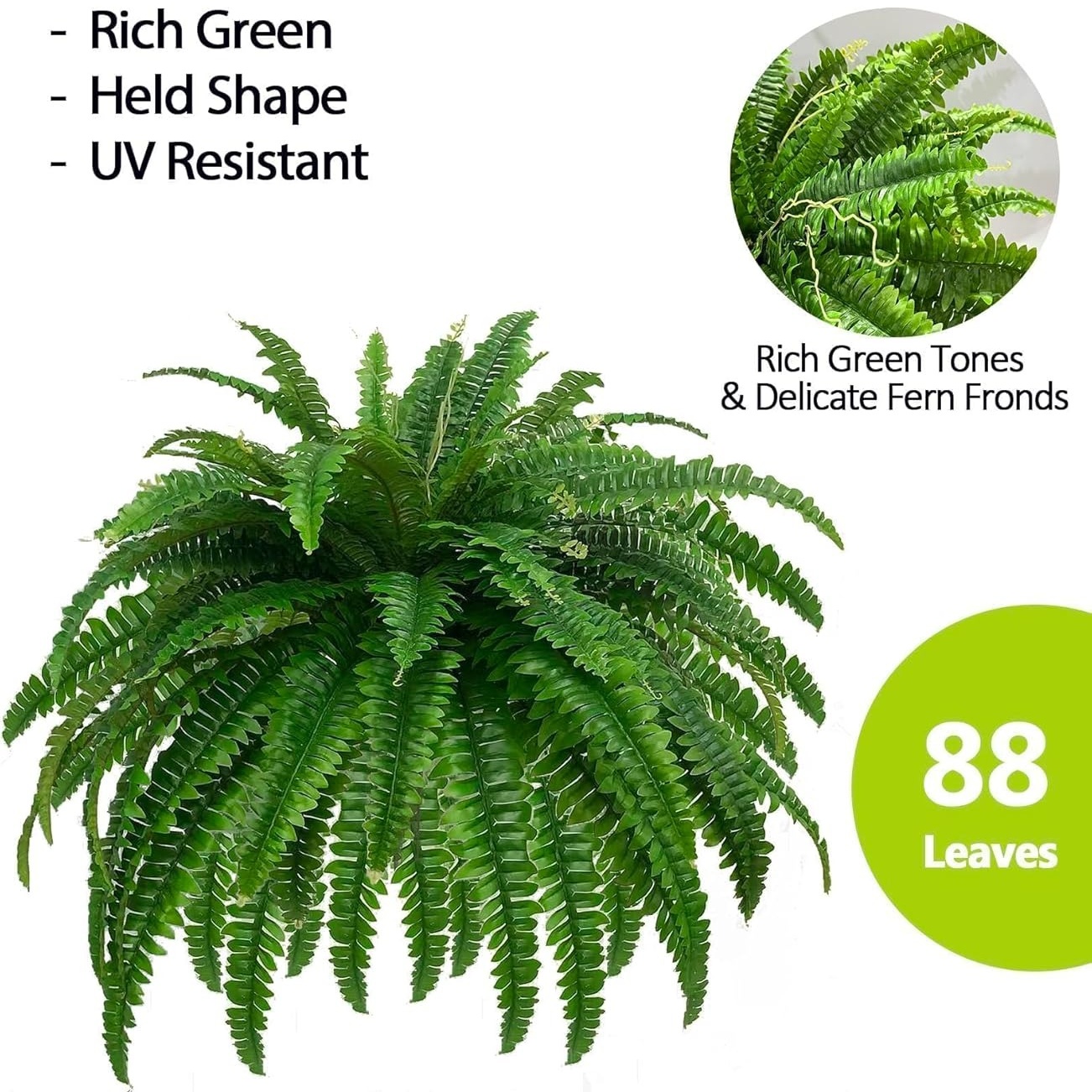 Large Artificial Boston Fern Plants 88 Branches