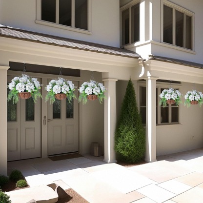 Hanging Fake Silk Hydrangea Flowers with Basket