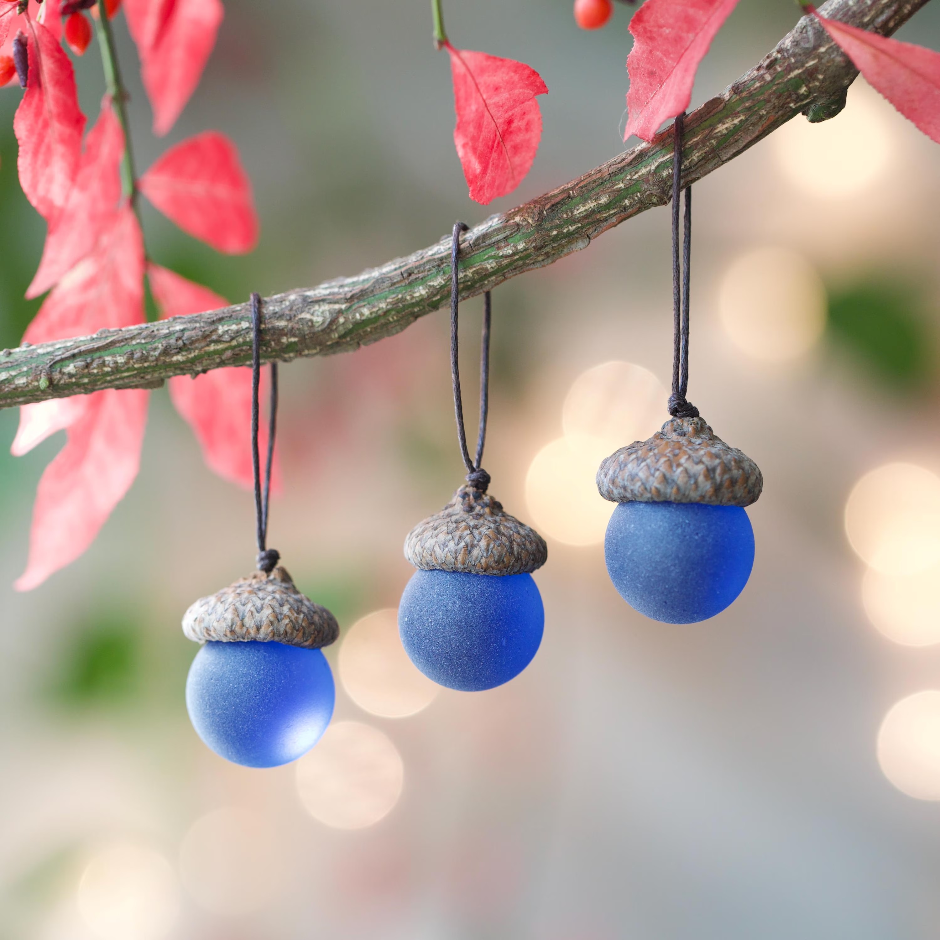 Handmade Sea Glass Acorns with Natural Caps
