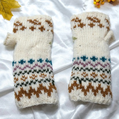 Mushroom Knitted Woolen Handwarmer with Fleece Lining