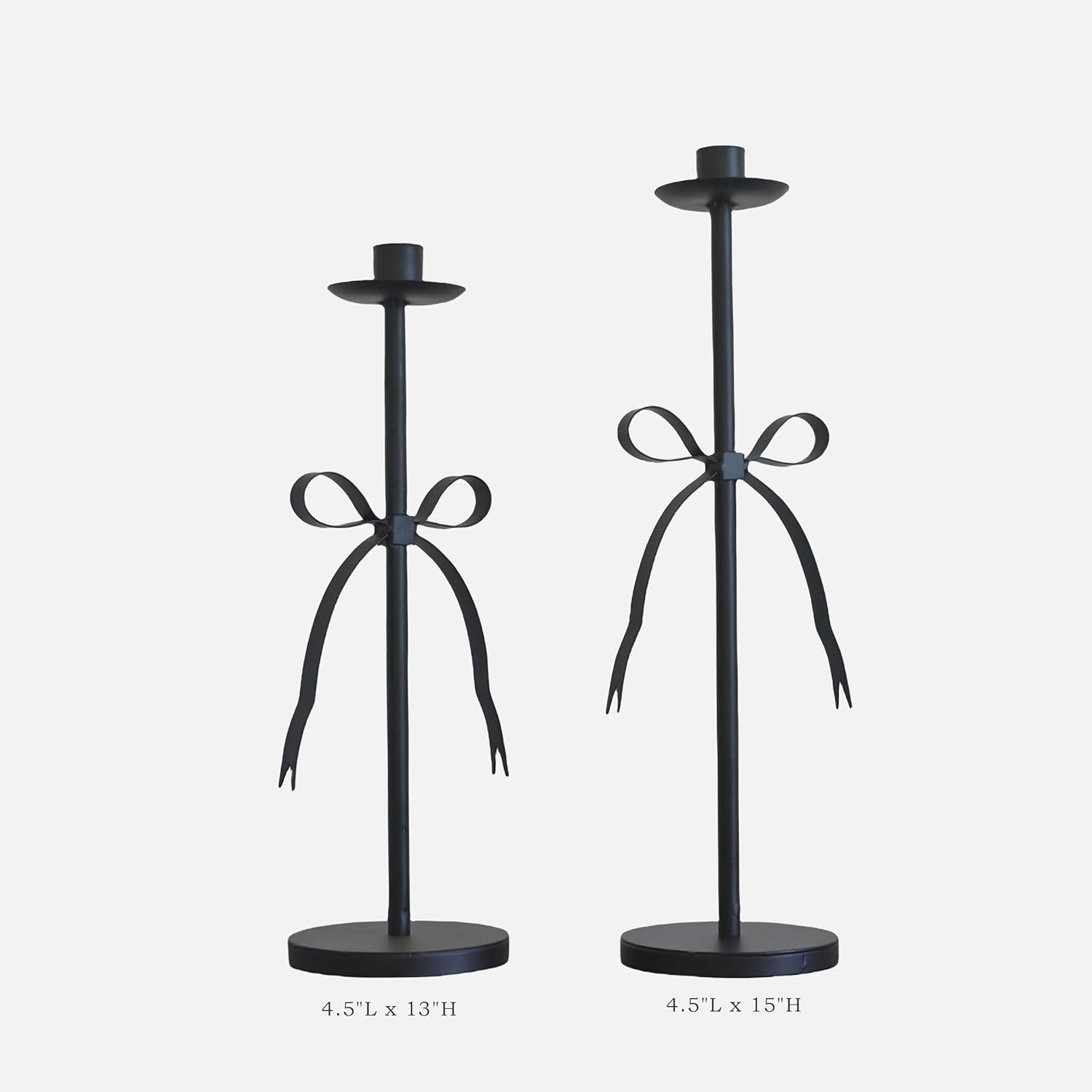 Metal Bow Tall Candle Sticks Holder Decor