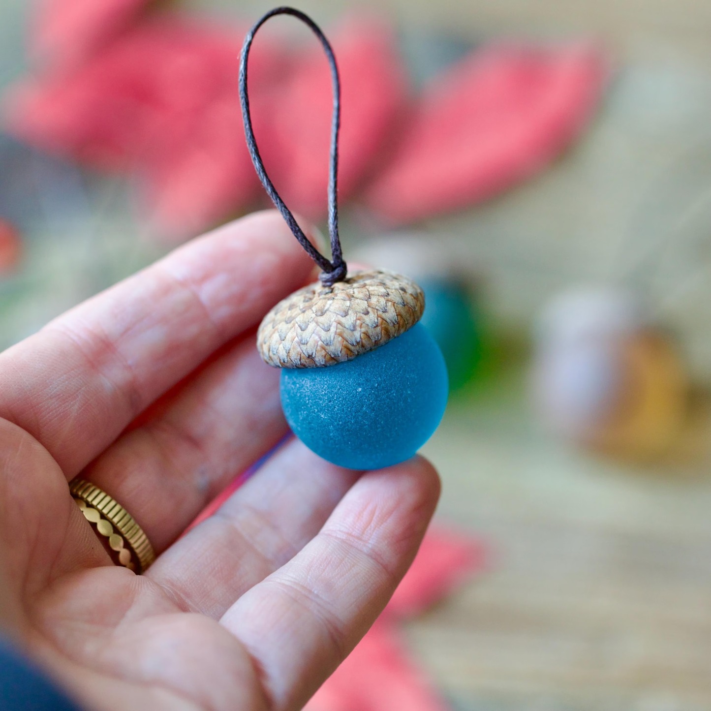 Handmade Sea Glass Acorns with Natural Caps