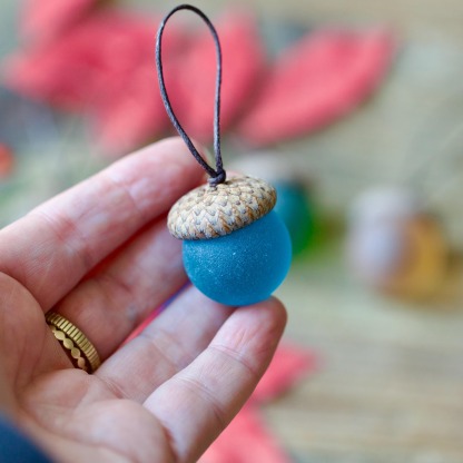 Handmade Sea Glass Acorns with Natural Caps