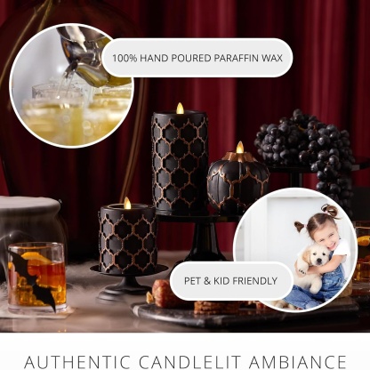 Embossed Fretwork Pillar Flameless LED Candle