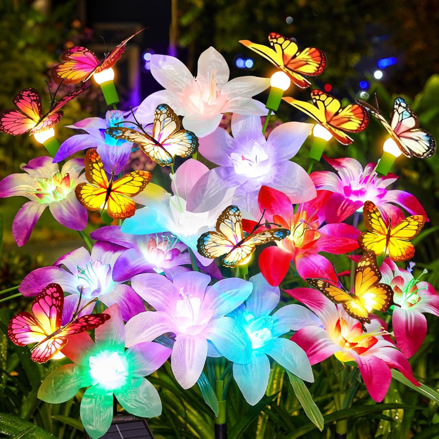 Solar Lights Color Changing Lilies and Butterflies