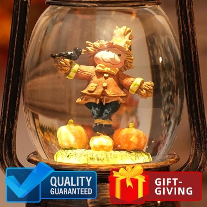 Light Up Scarecrow Snow Globe Lantern