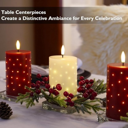 White Real Wax LED Candles with Twinkle Fiber Optic Lights