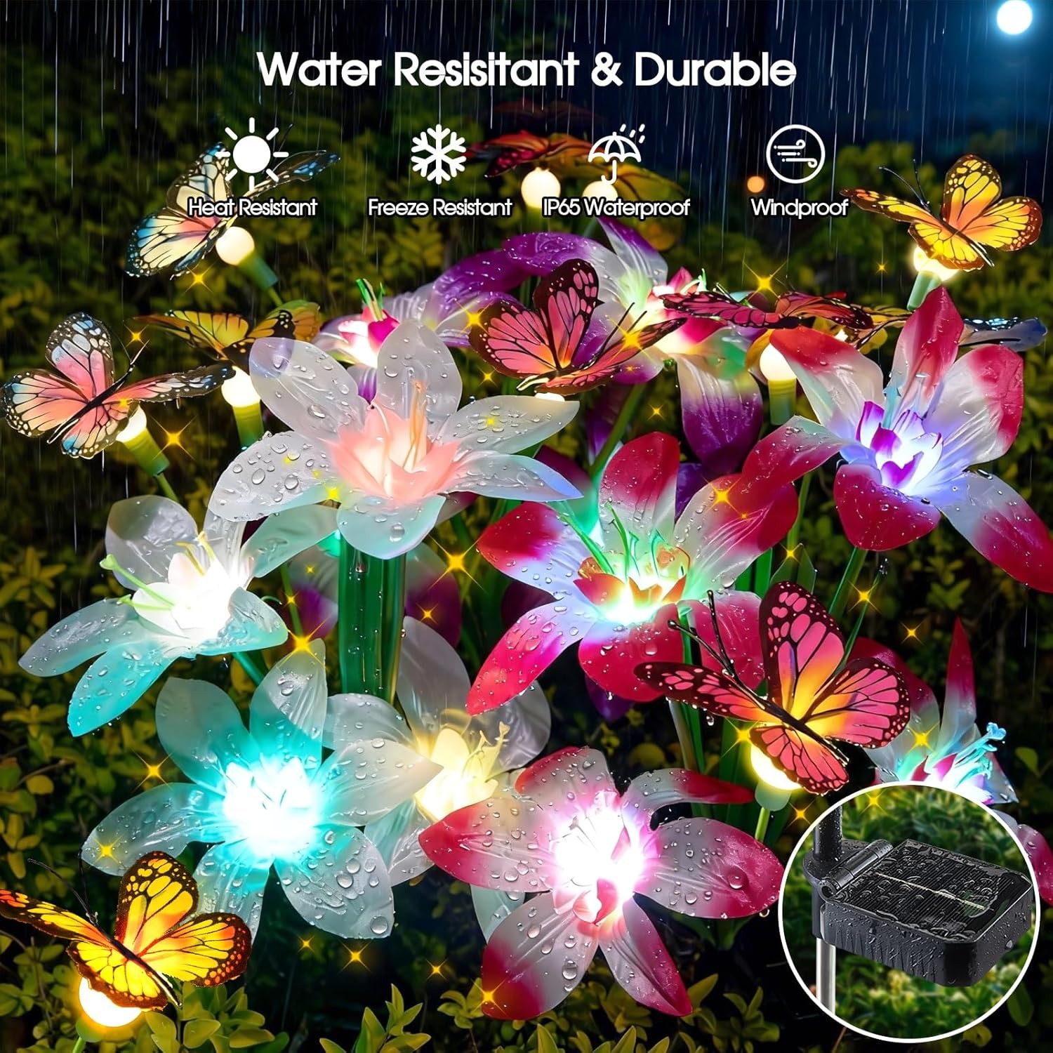 Solar Lights Color Changing Lilies and Butterflies