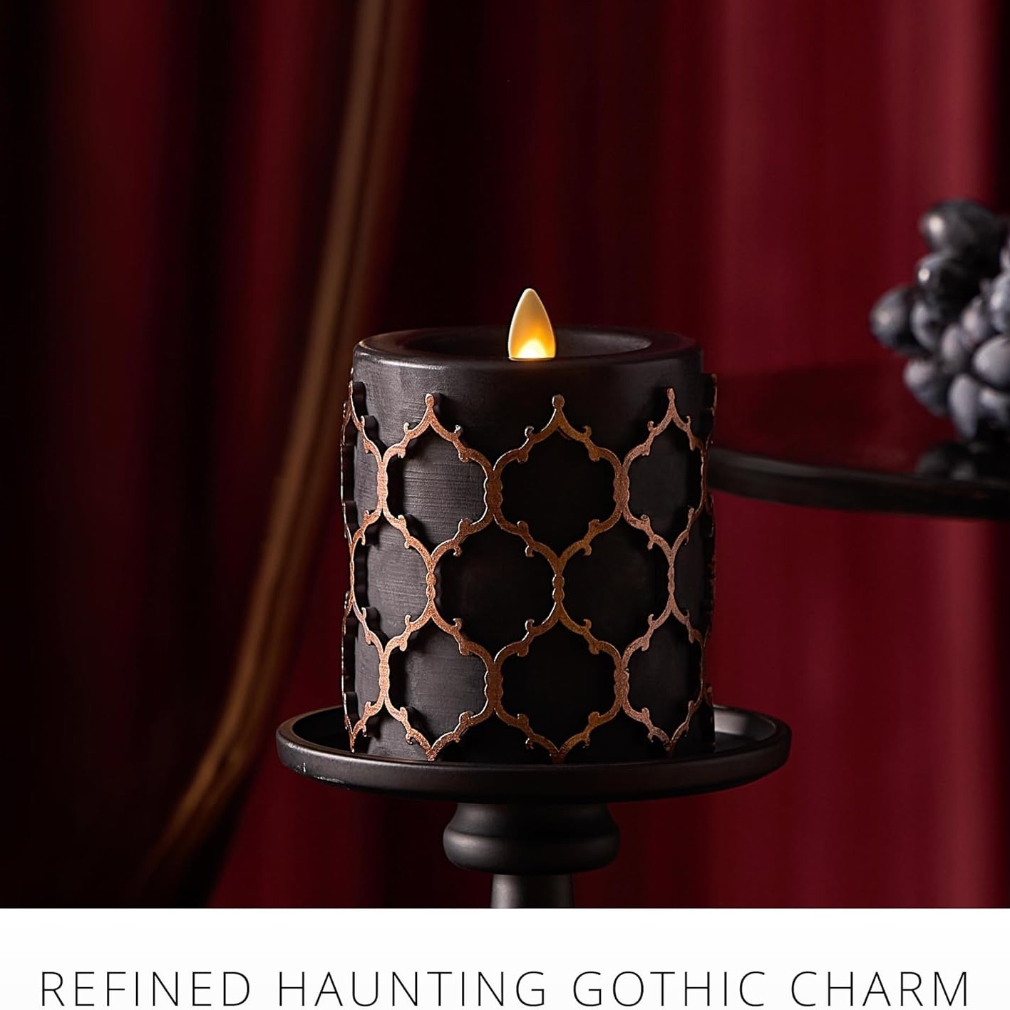 Embossed Fretwork Pillar Flameless LED Candle