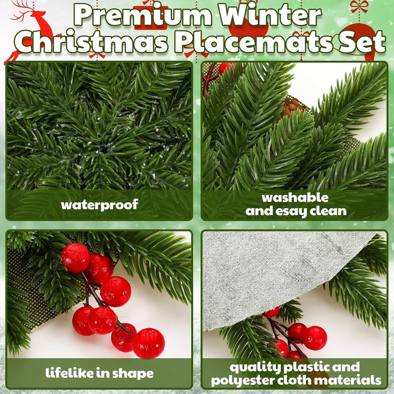 Christmas Norfolk Pine Placemat Non-Slip Heat Decoration