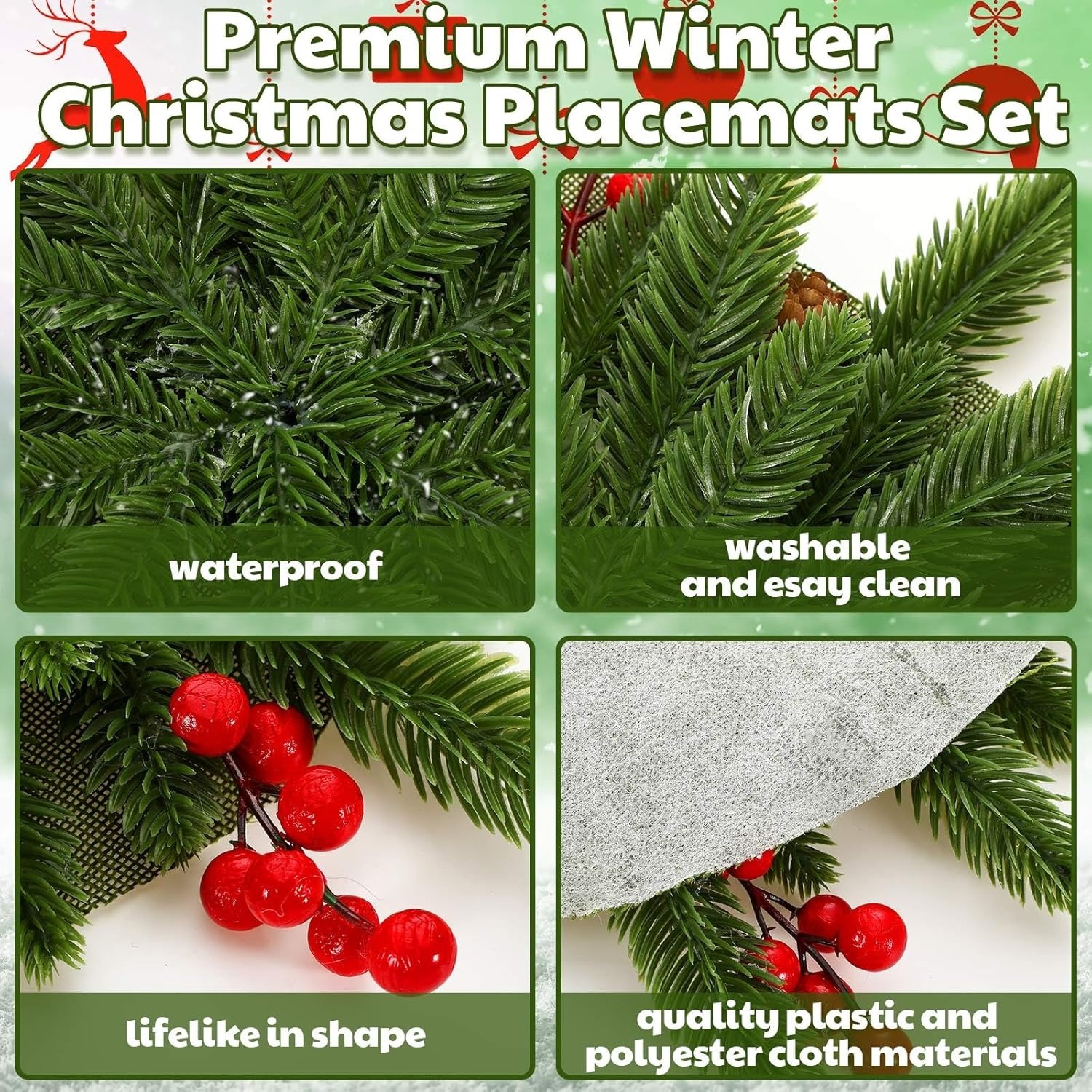 Christmas Norfolk Pine Placemat Non-Slip Heat Decoration