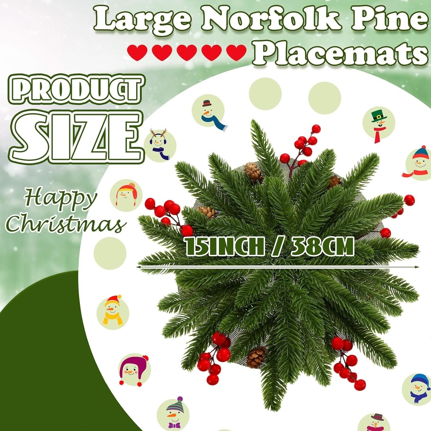 Christmas Norfolk Pine Placemat Non-Slip Heat Decoration
