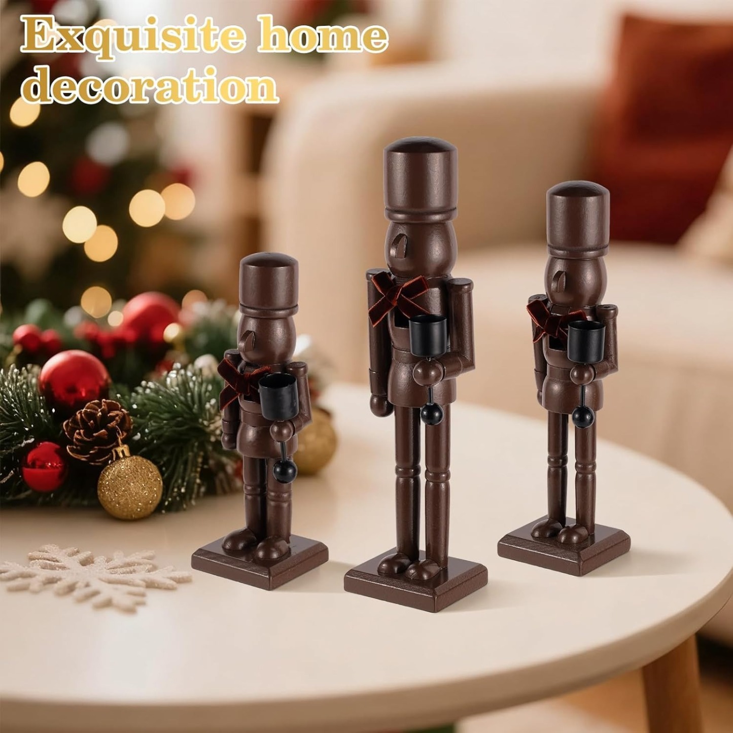 Nutcracker Christmas Decor Candle Holders