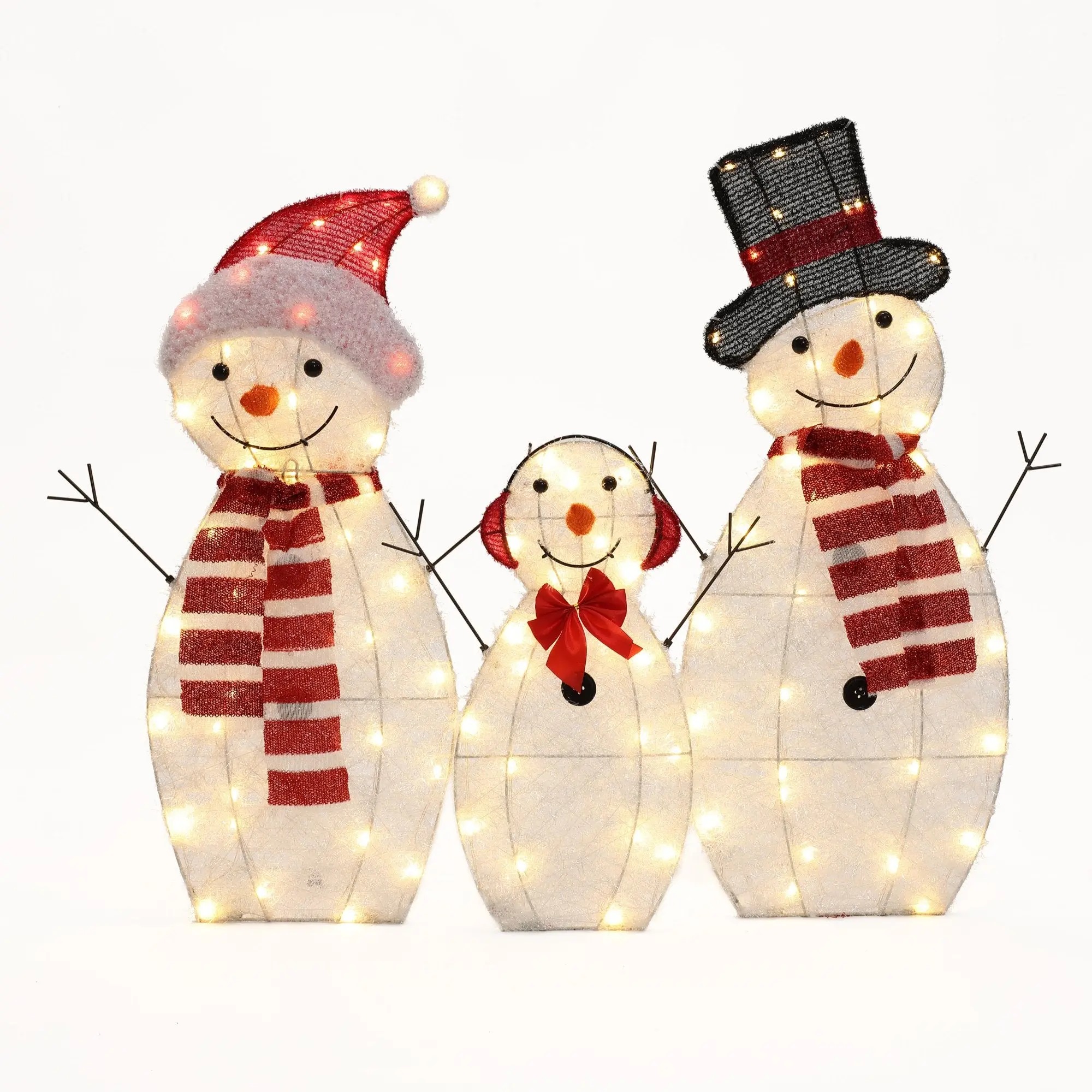 Snowman family trio christmas lighting decoration for indoor and outdoor