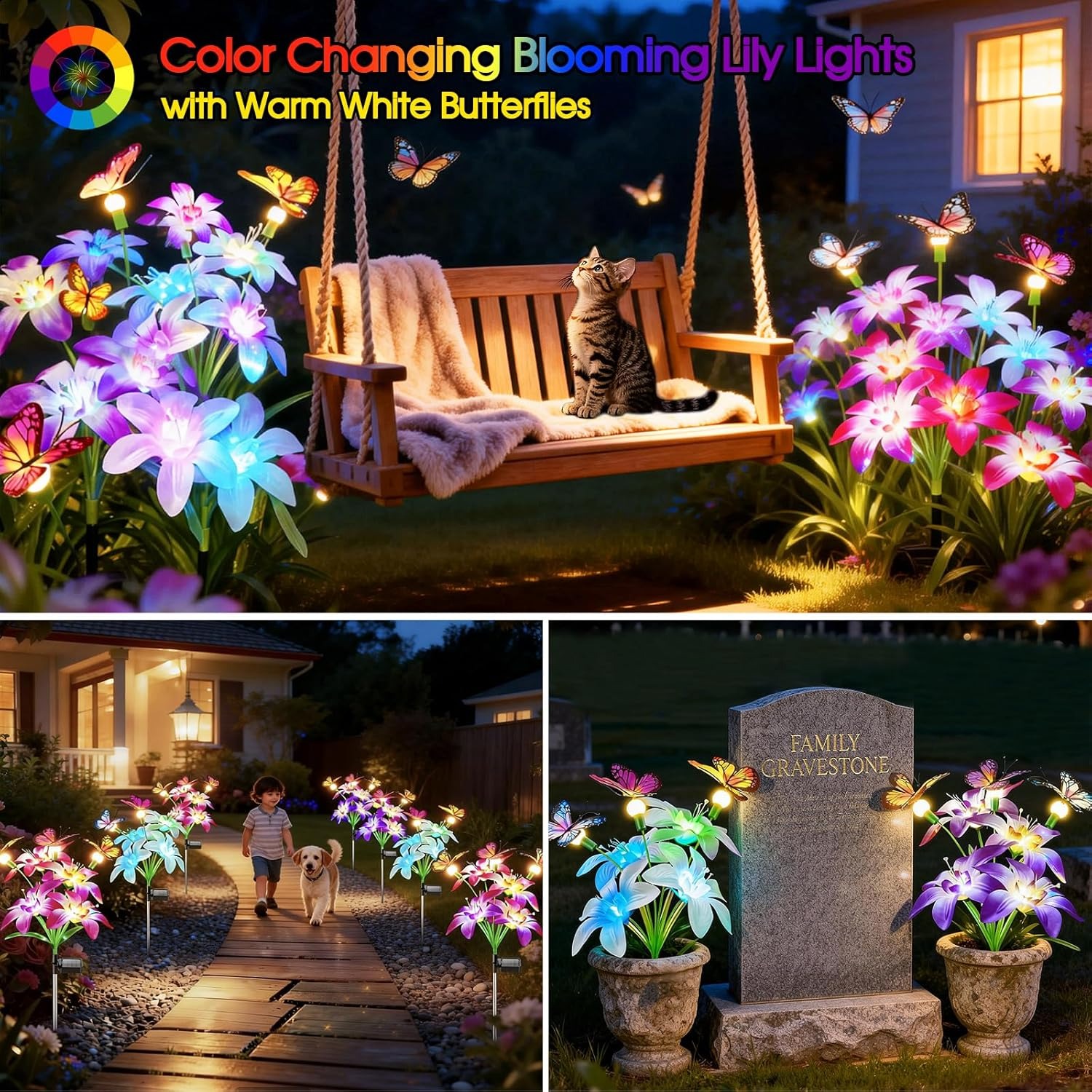 Solar Lights Color Changing Lilies and Butterflies