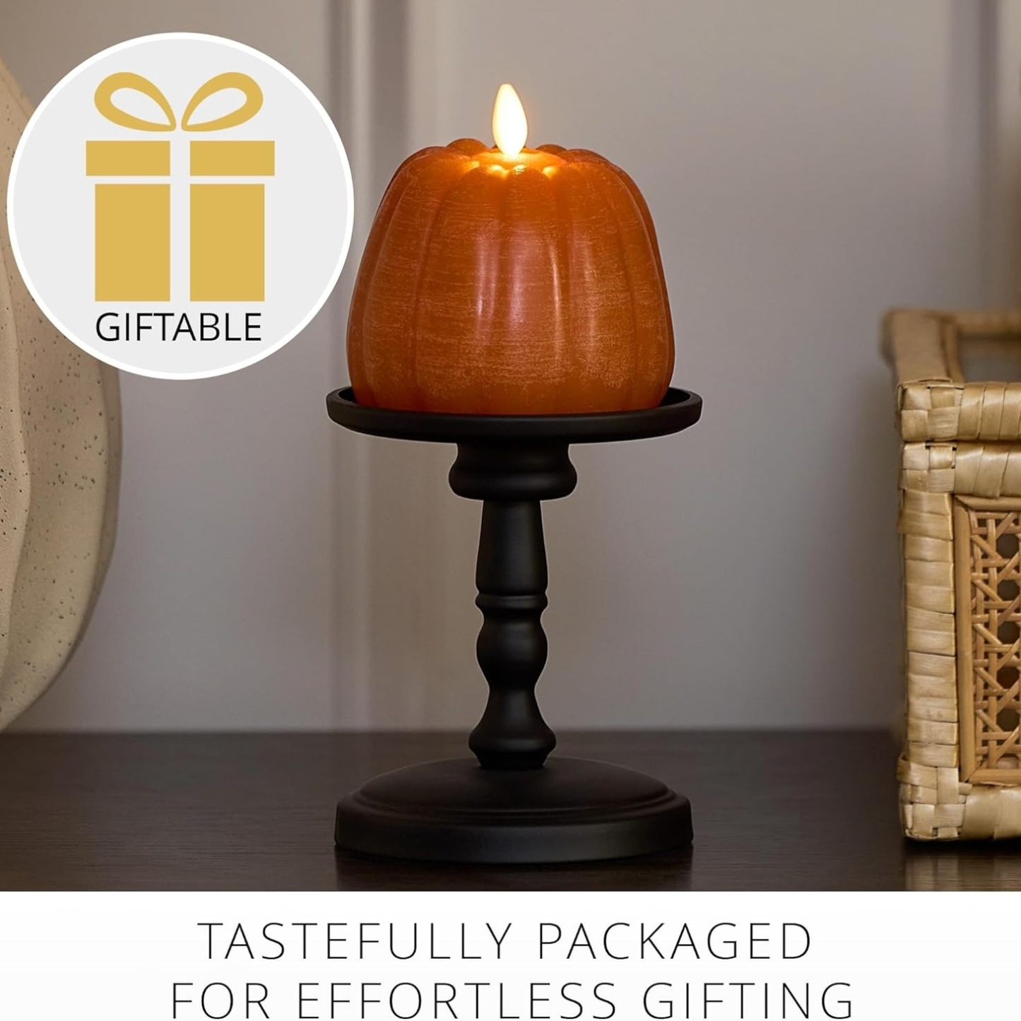 Pumpkin Figural Flameless Flickering Moving Flame LED Candle