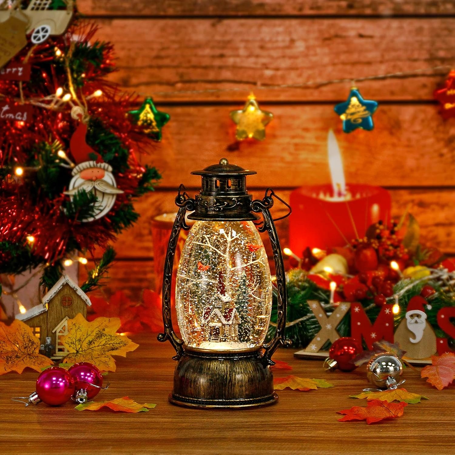 Christmas Village Church Scene Lighted Snow Globes Musical