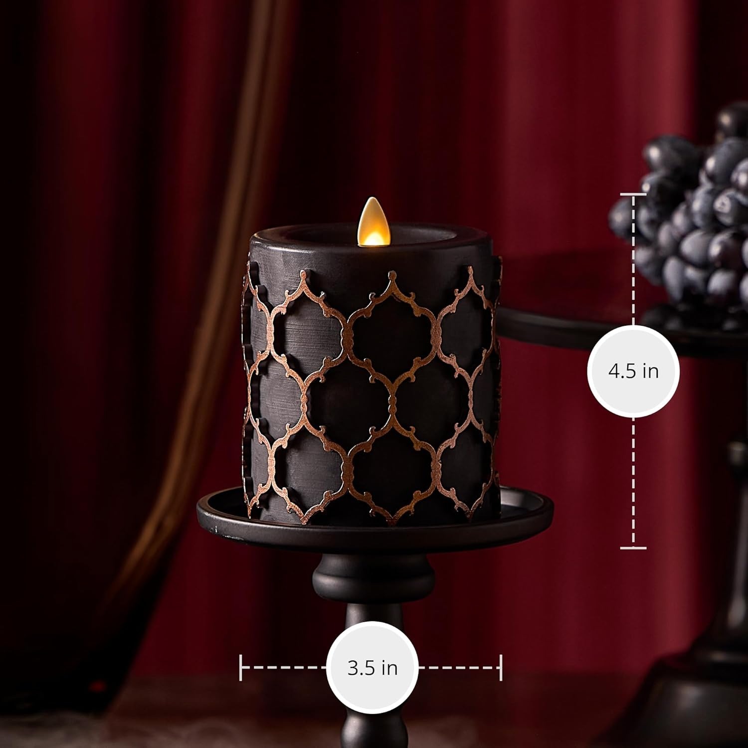 Embossed Fretwork Pillar Flameless LED Candle