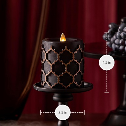Embossed Fretwork Pillar Flameless LED Candle
