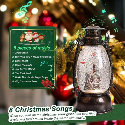 Christmas Village Church Scene Lighted Snow Globes Musical