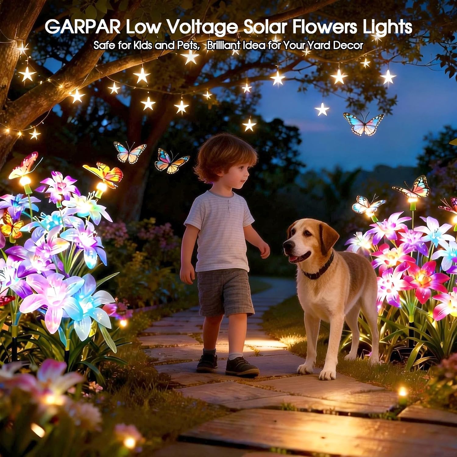 Solar Lights Color Changing Lilies and Butterflies